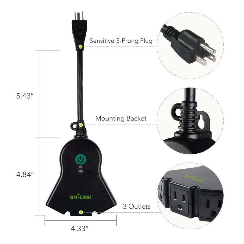 BN-LINK Smart WiFi Heavy Duty Outdoor Outlet, Timer and Countdown Function, No Hub Required for Outdoor Lights, Compatible with Alexa and Google Assistant (Outdoor) 2.4 GHz Network only - Image 2